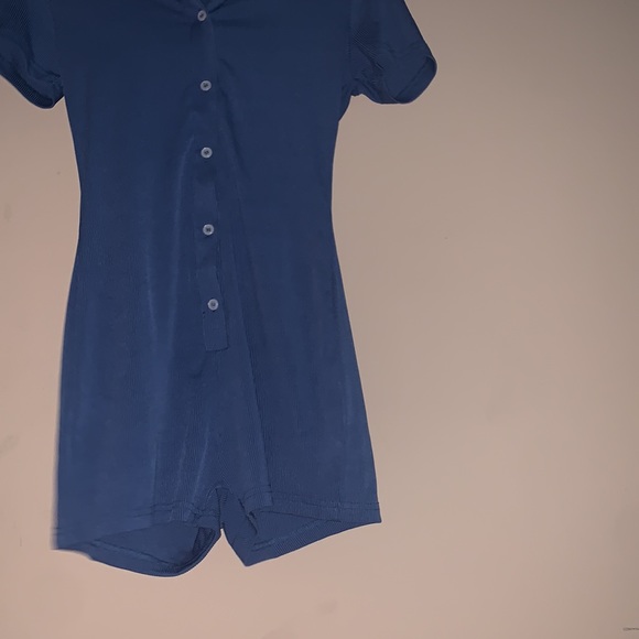 Button Front Rib-Knit Solid Romper - Picture 5 of 7